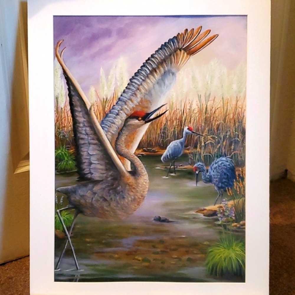 Origional Oil Painting!!  'Sandhill Cranes ' by artist